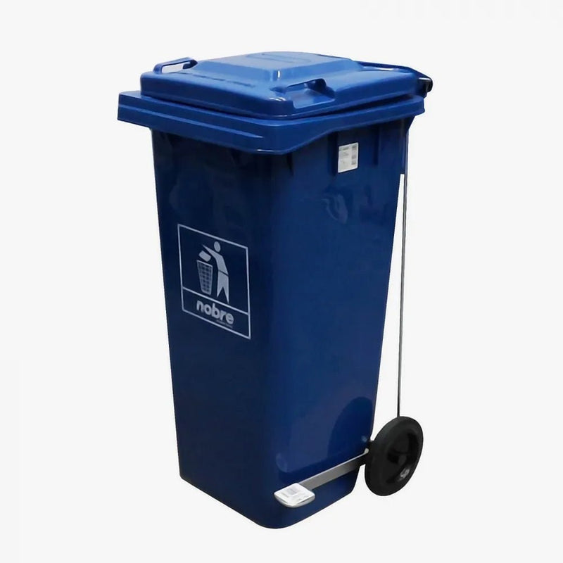 Coletora Plástica c/ Pedal e Rodas – 120l – Azul – Mod. Europeu – Nobre - Bin Embalagens