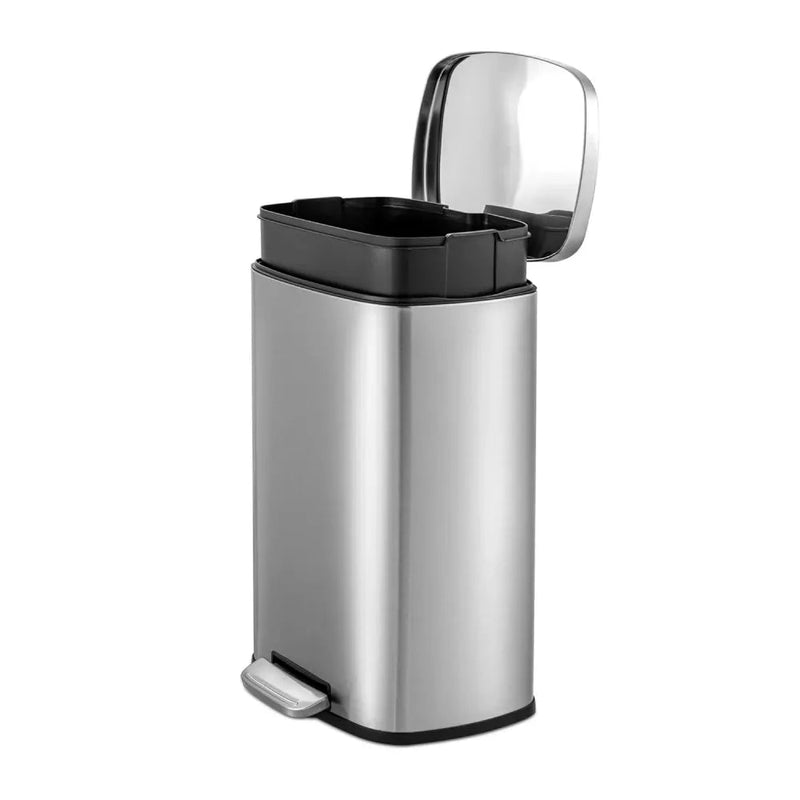 Lixeira INOX Com Pedal Retangular 12 Litros - Bin Embalagens