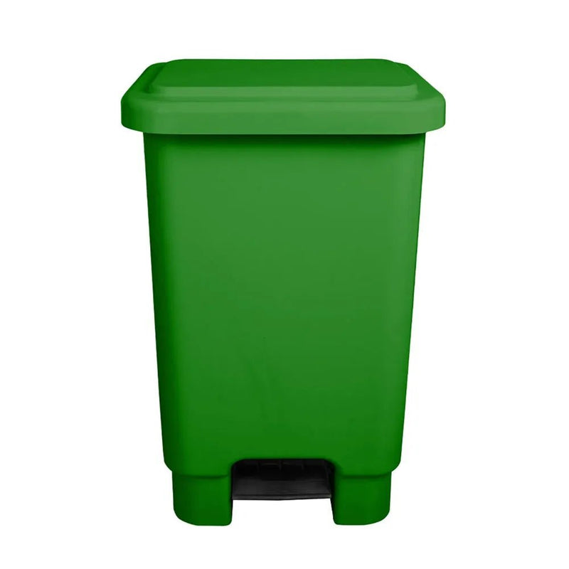 Lixeira Plástica Retangular 100 litros Verde Com Pedal - Bin Embalagens