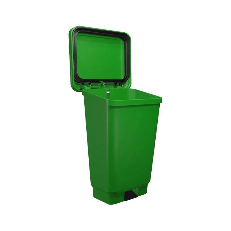 Lixeira Plástica Retangular 100 litros Verde Com Pedal - Bin Embalagens