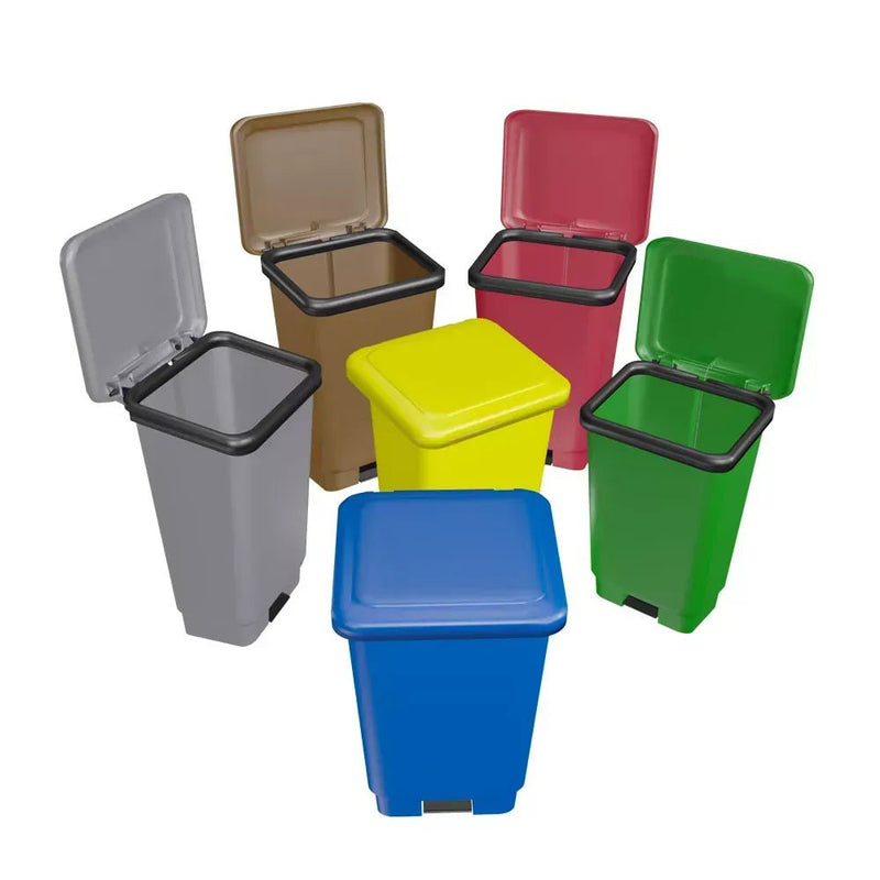 Lixeira Plástica Retangular 15 litros Vermelha Com Pedal - Bin Embalagens