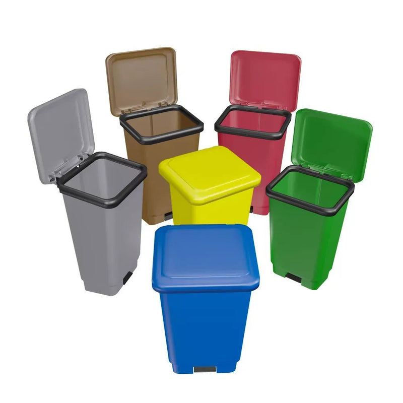 Lixeira Plástica Retangular 25 litros Cinza Com Pedal - Bin Embalagens
