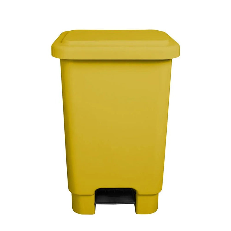 Lixeira Plástica Retangular 50 litros Amarelo Com Pedal - Bin Embalagens