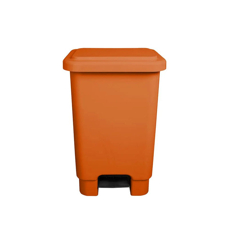 Lixeira Plástica Retangular 50 litros Laranja Com Pedal - Bin Embalagens
