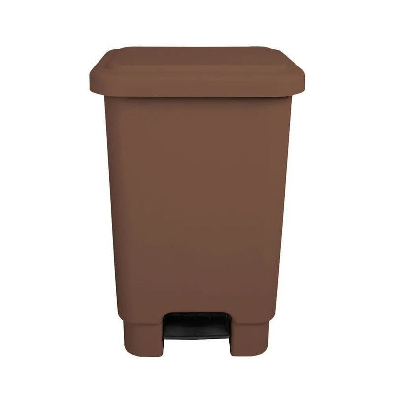 Lixeira Plástica Retangular 50 litros Marrom Com Pedal - Bin Embalagens